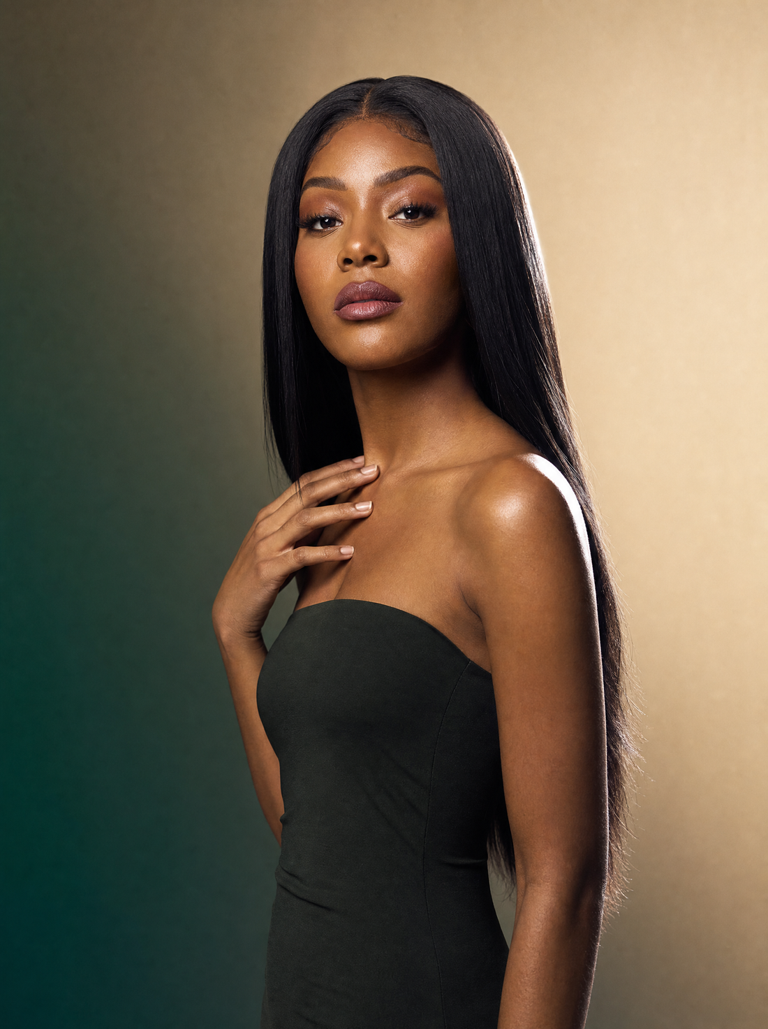 Glueless lace front wig