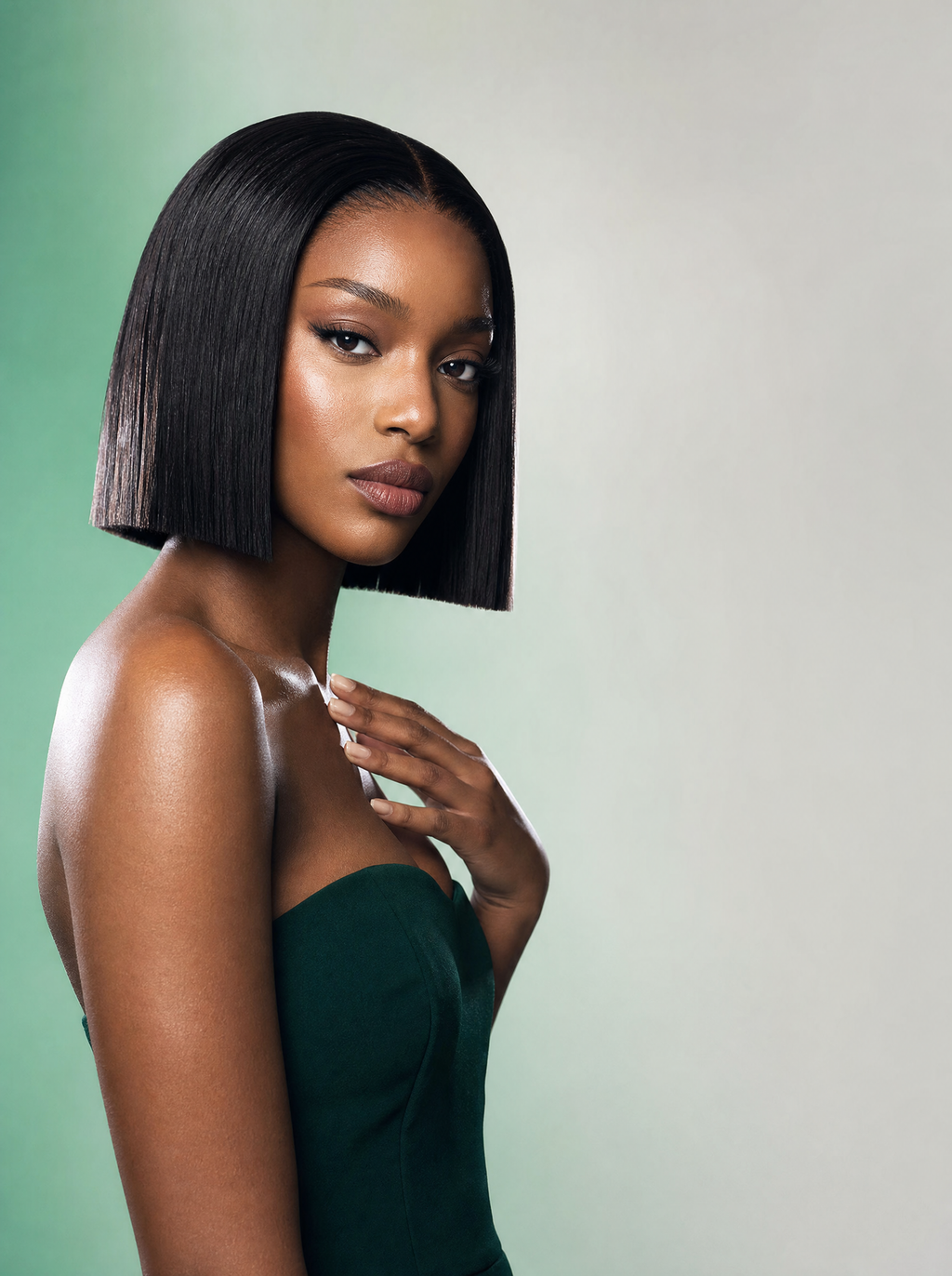 Straight Bob Lace Wig — Natural - side view