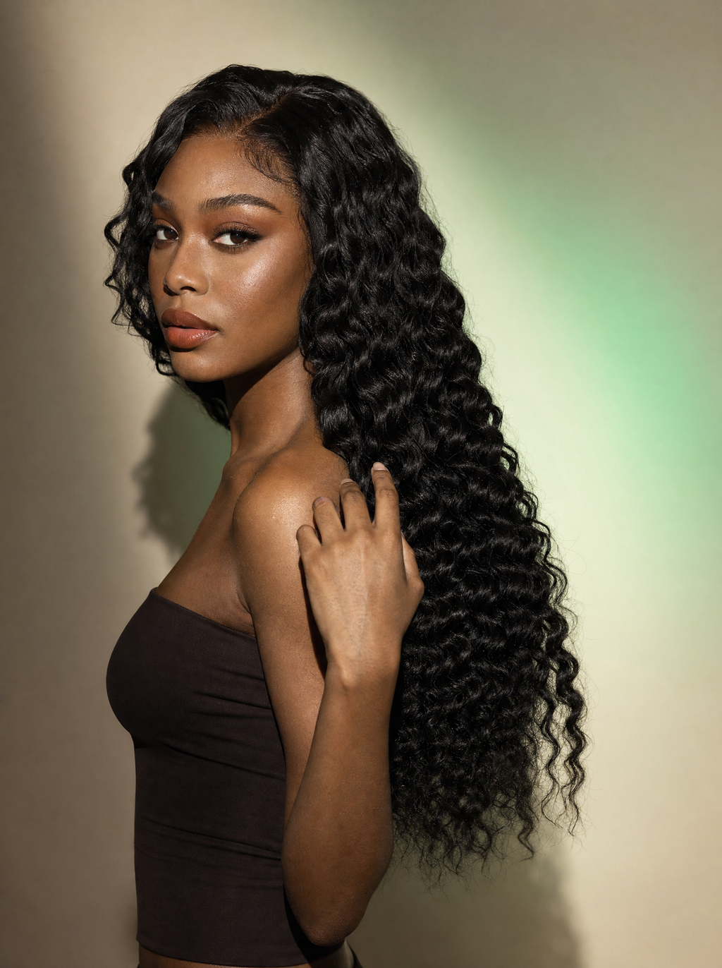 Deep Wave Lace Front Wig — Natural - side view